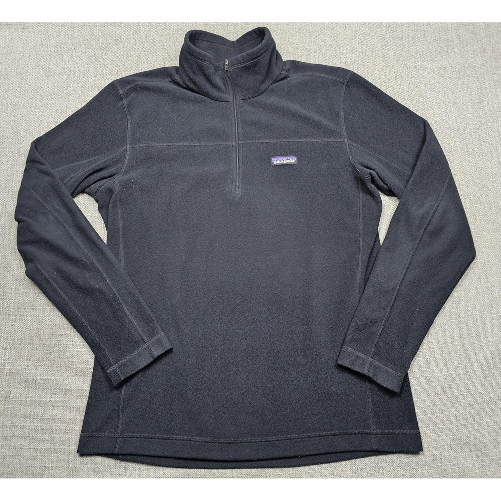 Patagonia Pullover Mens Medium Black Fleece 1/4 Zip Hiking Sweater Outdoor Layer